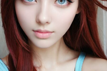 AI girl with red hair wallpaper