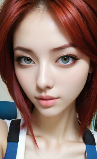AI girl with red hair wallpaper