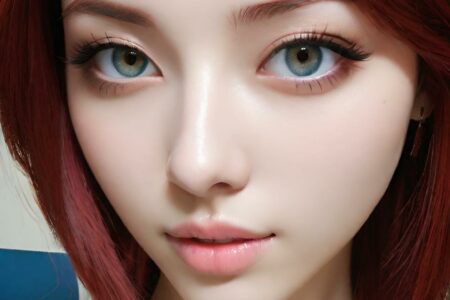 AI girl with red hair wallpaper