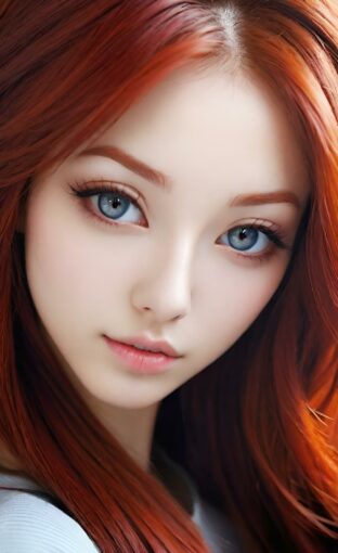 AI girl with red hair wallpaper