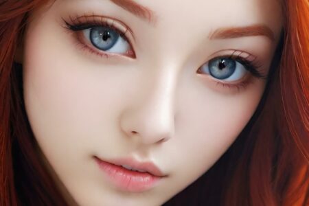 AI girl with red hair wallpaper