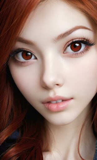 AI girl with red hair wallpaper