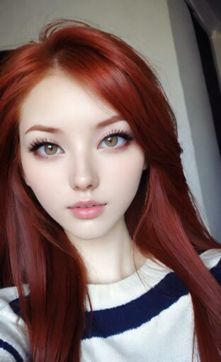 AI girl with red hair wallpaper