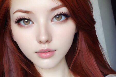 AI girl with red hair wallpaper