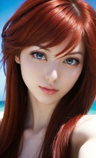 AI girl with red hair wallpaper