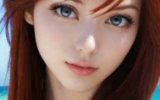 AI girl with red hair wallpaper