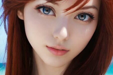 AI girl with red hair wallpaper