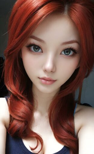AI girl with red hair wallpaper