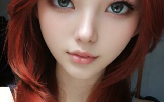 AI girl with red hair wallpaper