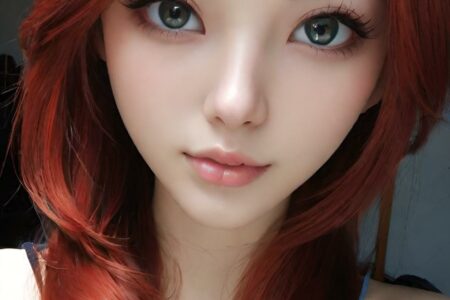 AI girl with red hair wallpaper