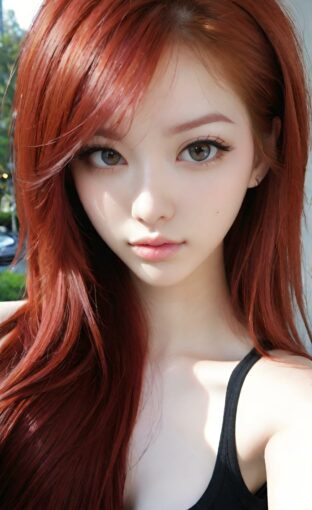 AI girl with red hair wallpaper