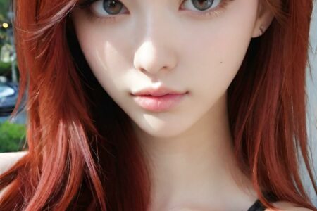 AI girl with red hair wallpaper