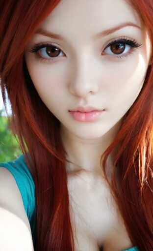 AI girl with red hair wallpaper