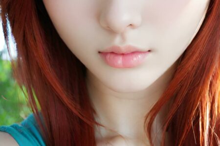 AI girl with red hair wallpaper