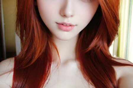 AI girl with red hair wallpaper