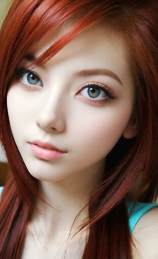 AI girl with red hair wallpaper