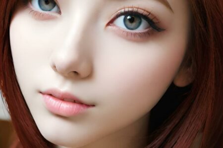 AI girl with red hair wallpaper