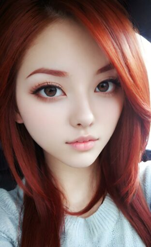 AI girl with red hair wallpaper