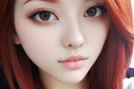 AI girl with red hair wallpaper