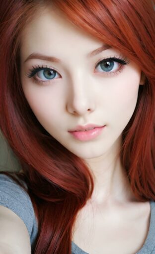 AI girl with red hair wallpaper