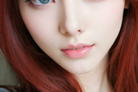 AI girl with red hair wallpaper
