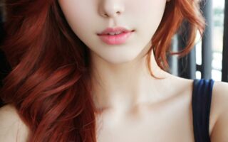AI girl with red hair wallpaper