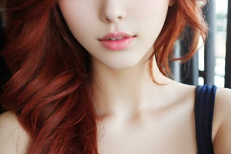 AI girl with red hair wallpaper