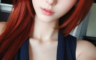 AI girl with red hair wallpaper