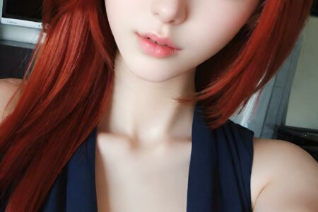 AI girl with red hair wallpaper