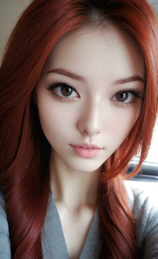 AI girl with red hair wallpaper