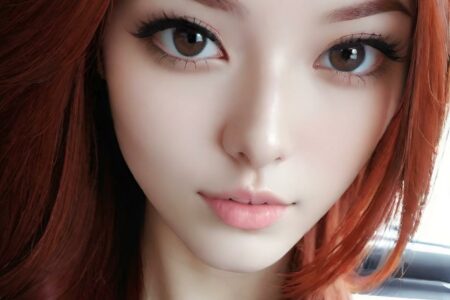 AI girl with red hair wallpaper