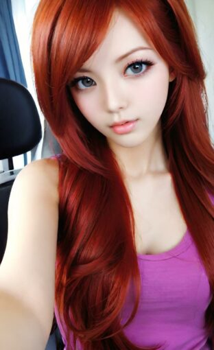 AI girl with red hair wallpaper