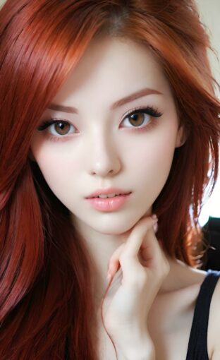 AI girl with red hair wallpaper