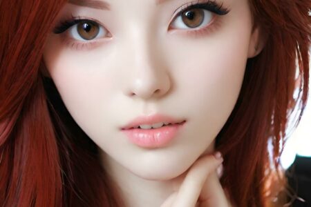 AI girl with red hair wallpaper