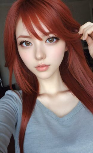 AI girl with red hair wallpaper