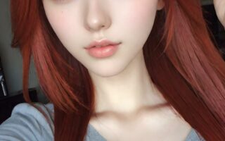 AI girl with red hair wallpaper