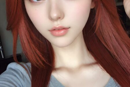AI girl with red hair wallpaper