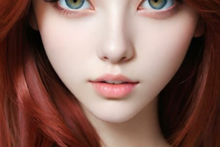 AI girl with red hair wallpaper