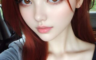 AI girl with red hair wallpaper