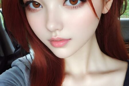 AI girl with red hair wallpaper