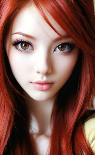 AI girl with red hair wallpaper