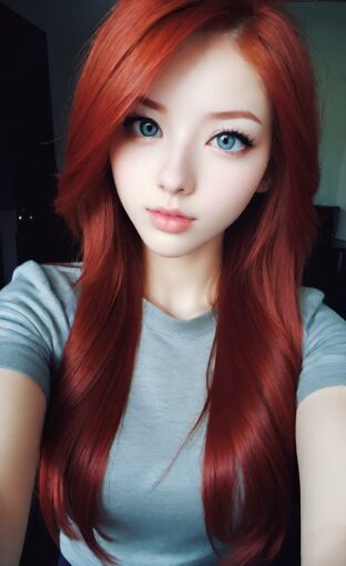 AI girl with red hair wallpaper