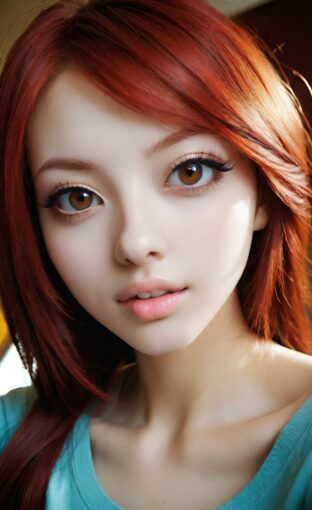 AI girl with red hair wallpaper