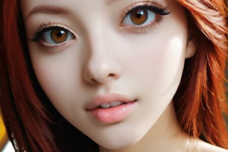 AI girl with red hair wallpaper