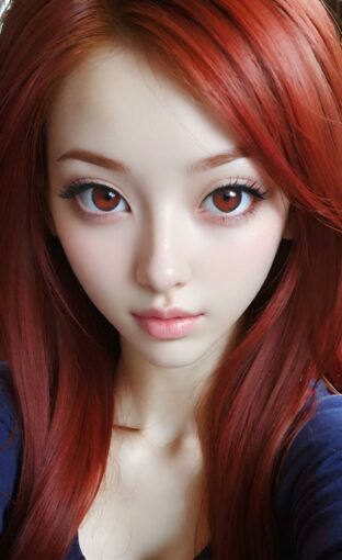 AI girl with red hair wallpaper