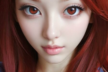 AI girl with red hair wallpaper