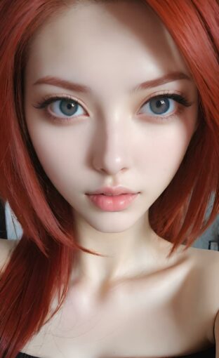 AI girl with red hair wallpaper