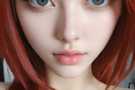 AI girl with red hair wallpaper