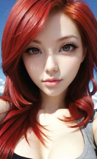 AI girl with red hair wallpaper