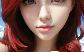AI girl with red hair wallpaper
